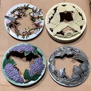 Floral bird & Butterfly Set of 4 candle jar accessories